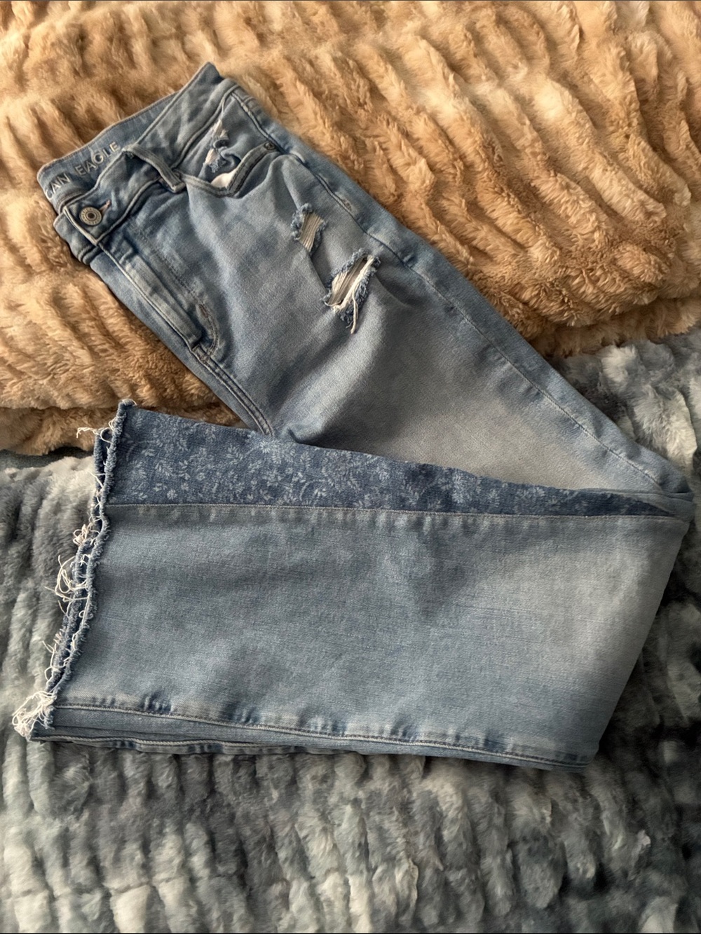 AE Light Wash Distressed Flare Jeans - Women - Picture 2 of 12